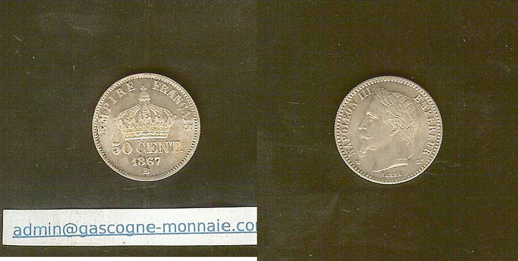 50 centimes Napoleon III 1867BB BU